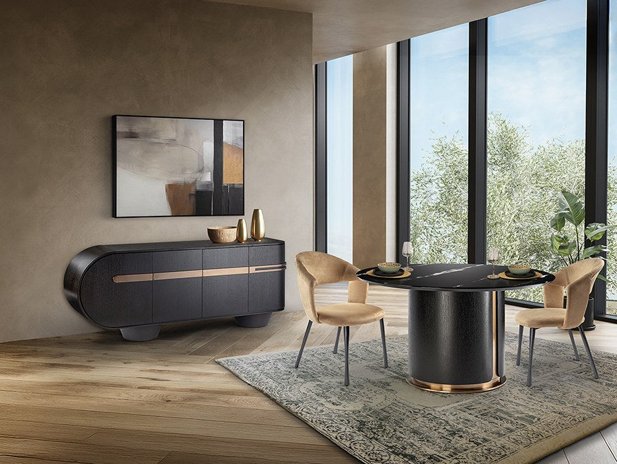 Luca Sideboard - Dark Oak and Rose Gold