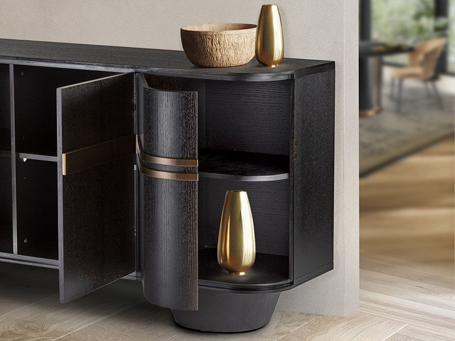 Luca Sideboard - Dark Oak and Rose Gold