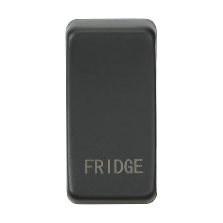 The Switch Cover "Marked FRIDGE" features a black rectangular button with an anthracite finish and the word FRIDGE printed in gray at the bottom.