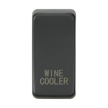 A sleek anthracite rectangular device with rounded edges, featuring the text MARKED WINE COOLER in white capital letters, crafted with durable ABS construction.