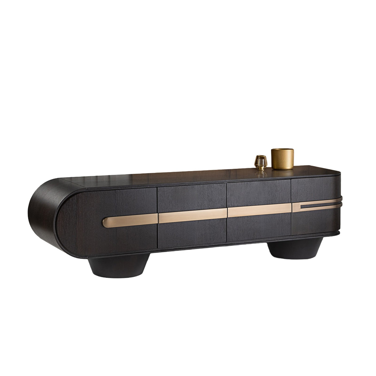 Luca TV Cabinet - Dark Oak and Rose Gold