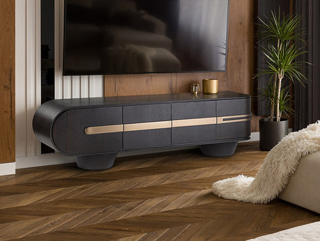 Luca TV Cabinet - Dark Oak and Rose Gold