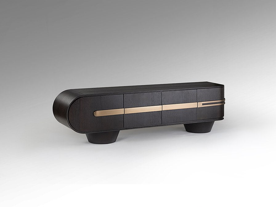 Luca TV Cabinet - Dark Oak and Rose Gold