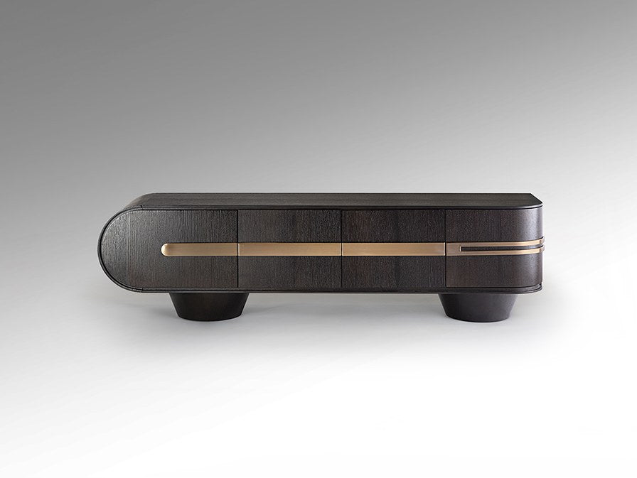 Luca TV Cabinet - Dark Oak and Rose Gold