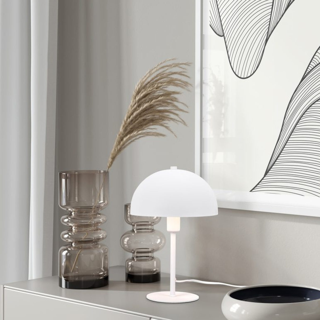 Nola Dome 30cm Table Lamp – Matt White