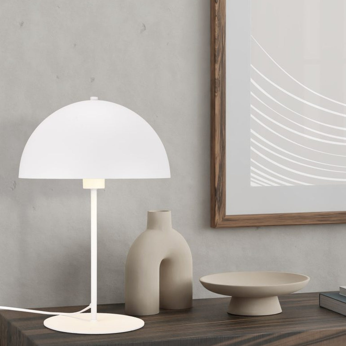 Nola Dome 45cm Table Lamp – Matt White