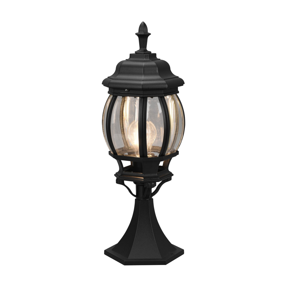 Elvo Lantern Clear Outdoor Lamp Post – Matt Black