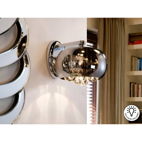 Argos 2 Light Glass & Crystal Drop Wall Lamp - Transparent/Brown