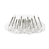 Yarvelle 37 Light Glass Pendant Light in chrome, a cluster of clear glass teardrop shades with slim internal tubes on fine cables, shown against a plain white background.