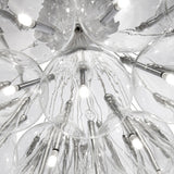Yarvelle 37 Light Glass Pendant Light in chrome, close-up of clustered clear glass globes with slim chrome bulb holders and cables.