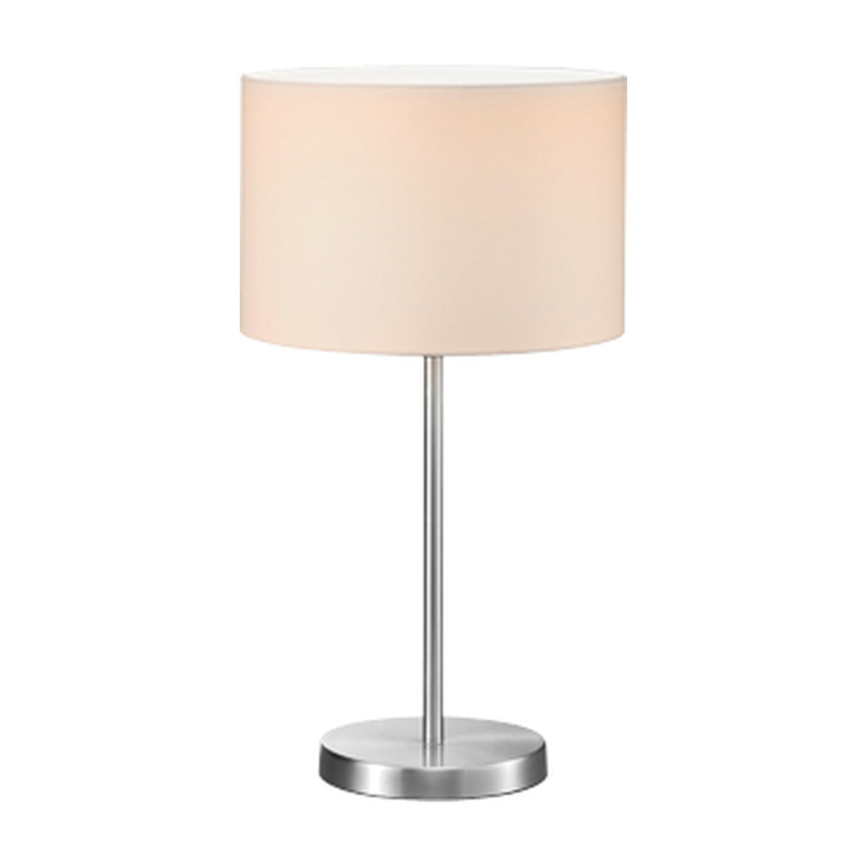 Hotel Fabric Round Table Lamp – Satin Nickel