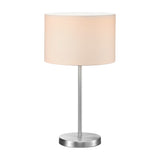 Hotel Fabric Round Table Lamp – Satin Nickel