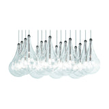 Yarvelle 16 Light Glass Pendant Light in chrome, featuring clustered clear glass teardrop shades with chrome caps and stems on individual cables, shown on a plain white background.