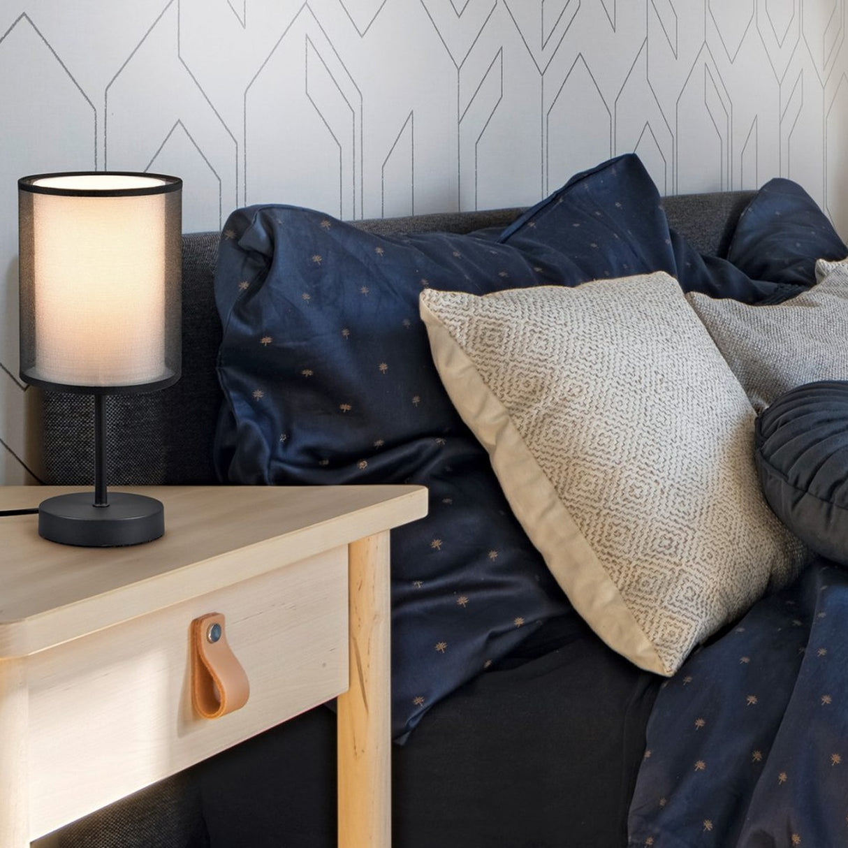 Burton 2 Light Fabric Table Lamp – Matt Black