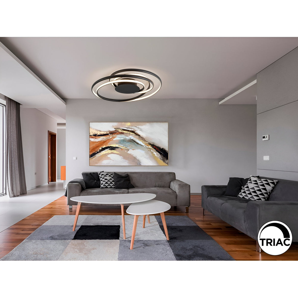 Danza Dimmable LED Semi-Flush Light 75W 3000K - Black