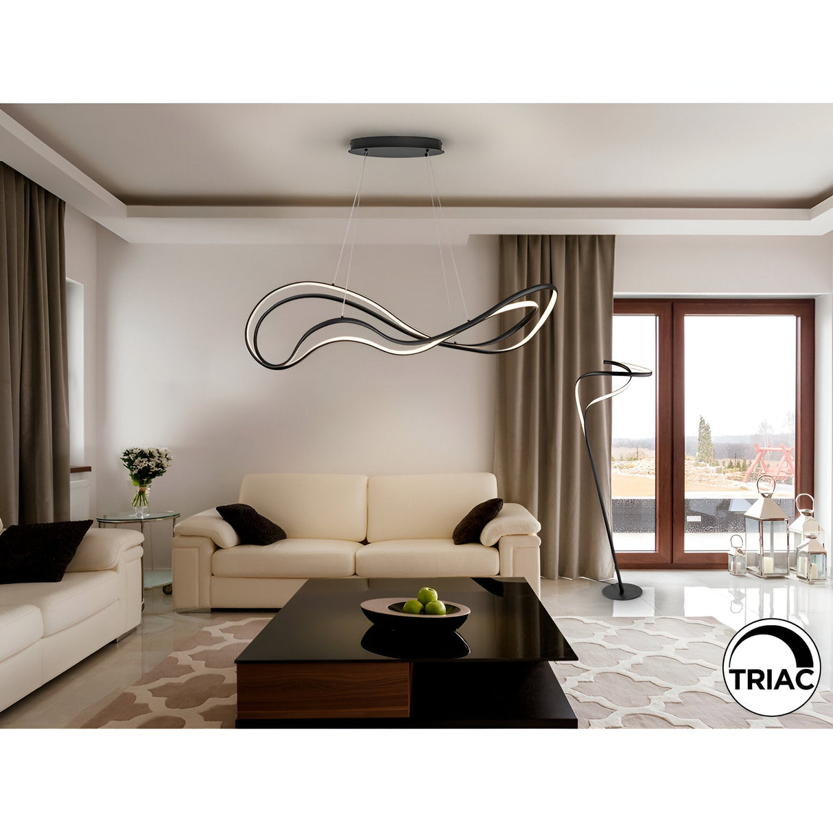 Danza Dimmable LED Suspension Light 75W 3000K - Black