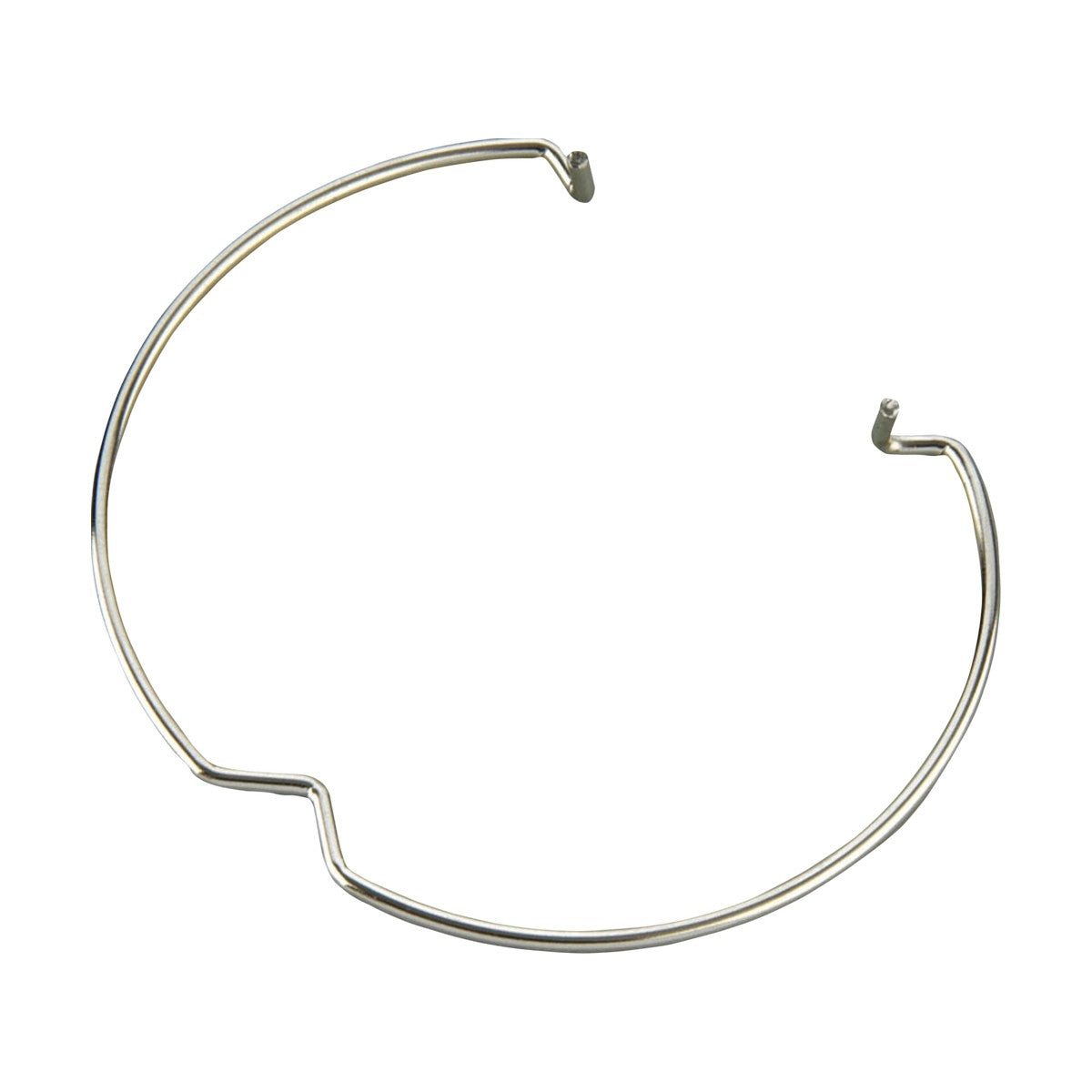 The Spare Lampholder MR16 & GU10 Retaining Ring (100 Pack) is a thin, circular steel clip with upturned ends, perfect for securely holding lamps in 50mm low voltage applications.