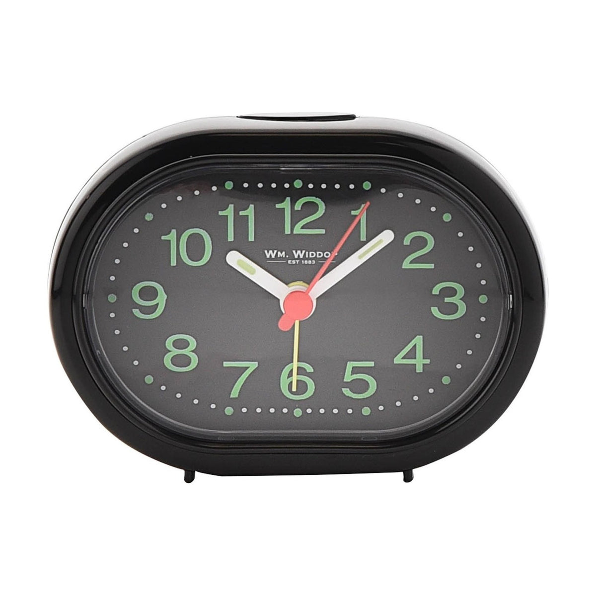 Oval Analogue Plastic Alarm Clock with Beep Function - Black