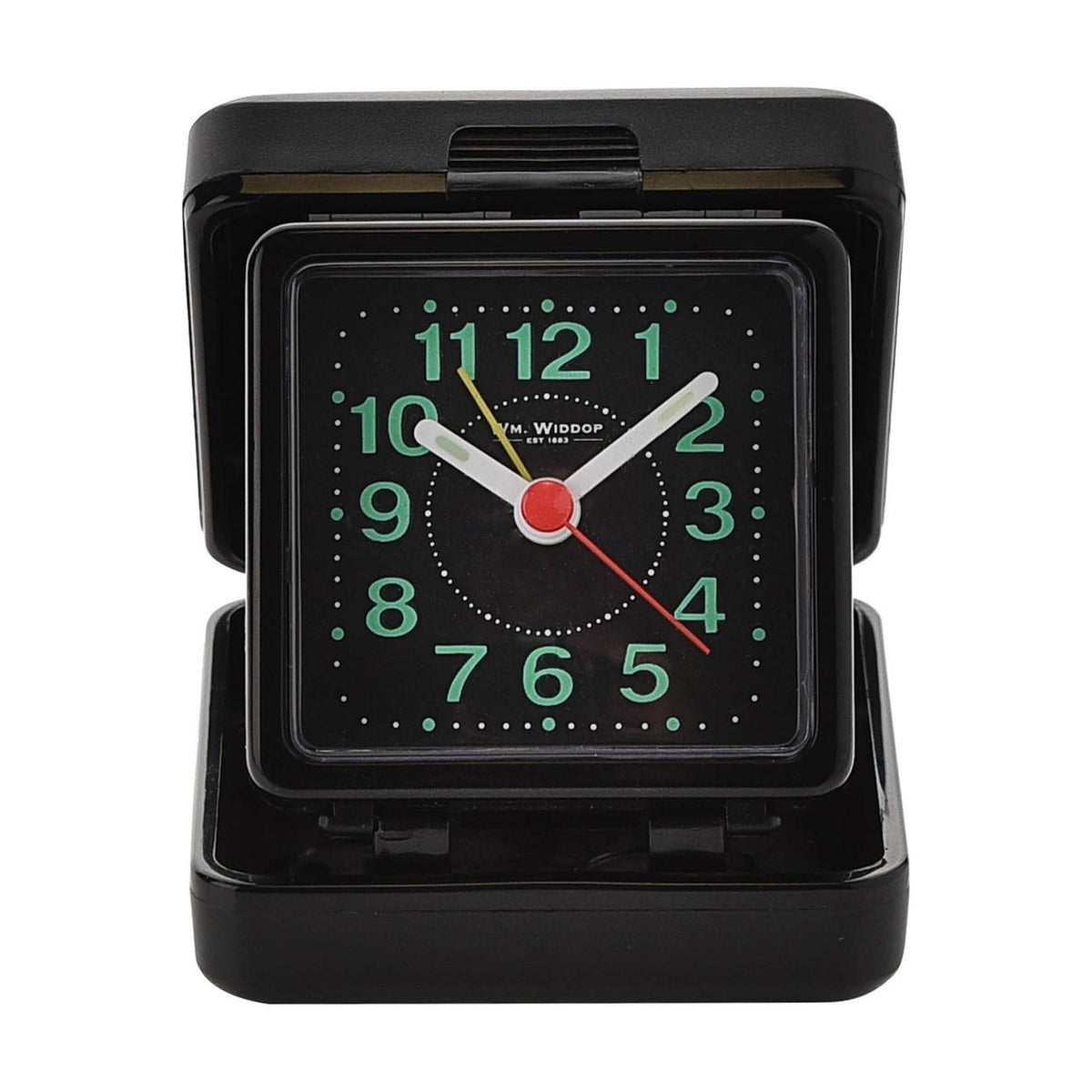 Quartz Plastic Travel Alarm Clock with Luminous Dial - Black