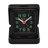 Quartz Plastic Travel Alarm Clock with Luminous Dial - Black