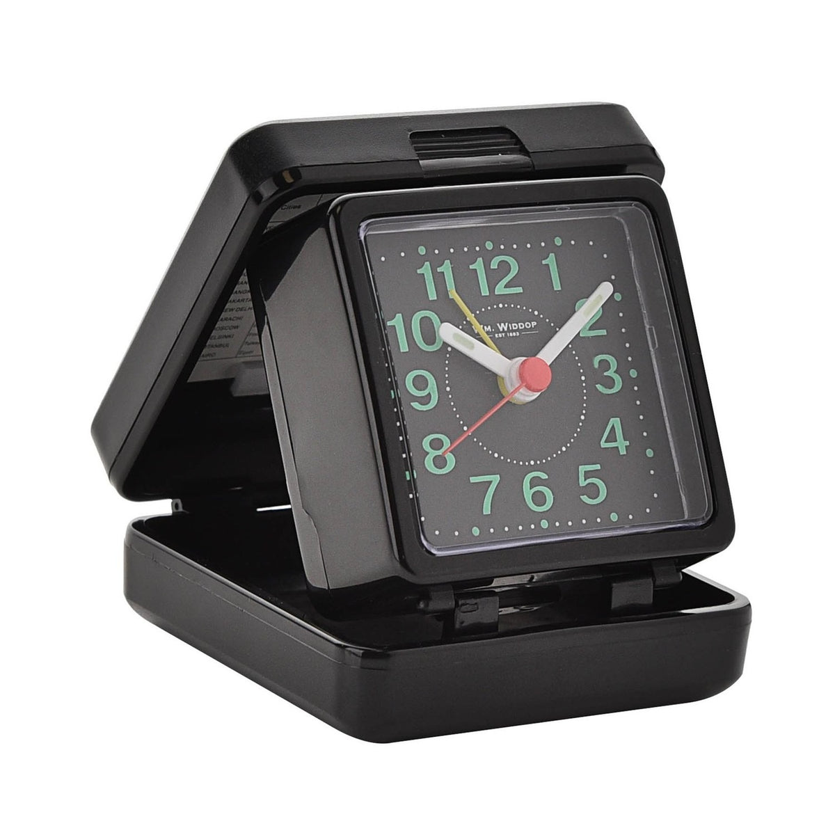 Quartz Plastic Travel Alarm Clock with Luminous Dial - Black