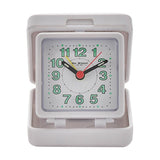 Square Folding Quartz Plastic Travel Alarm Clock - White