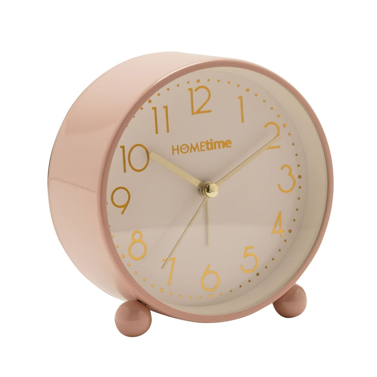 Metal Case Alarm Clock with Light and Snooze 11cm - Blush