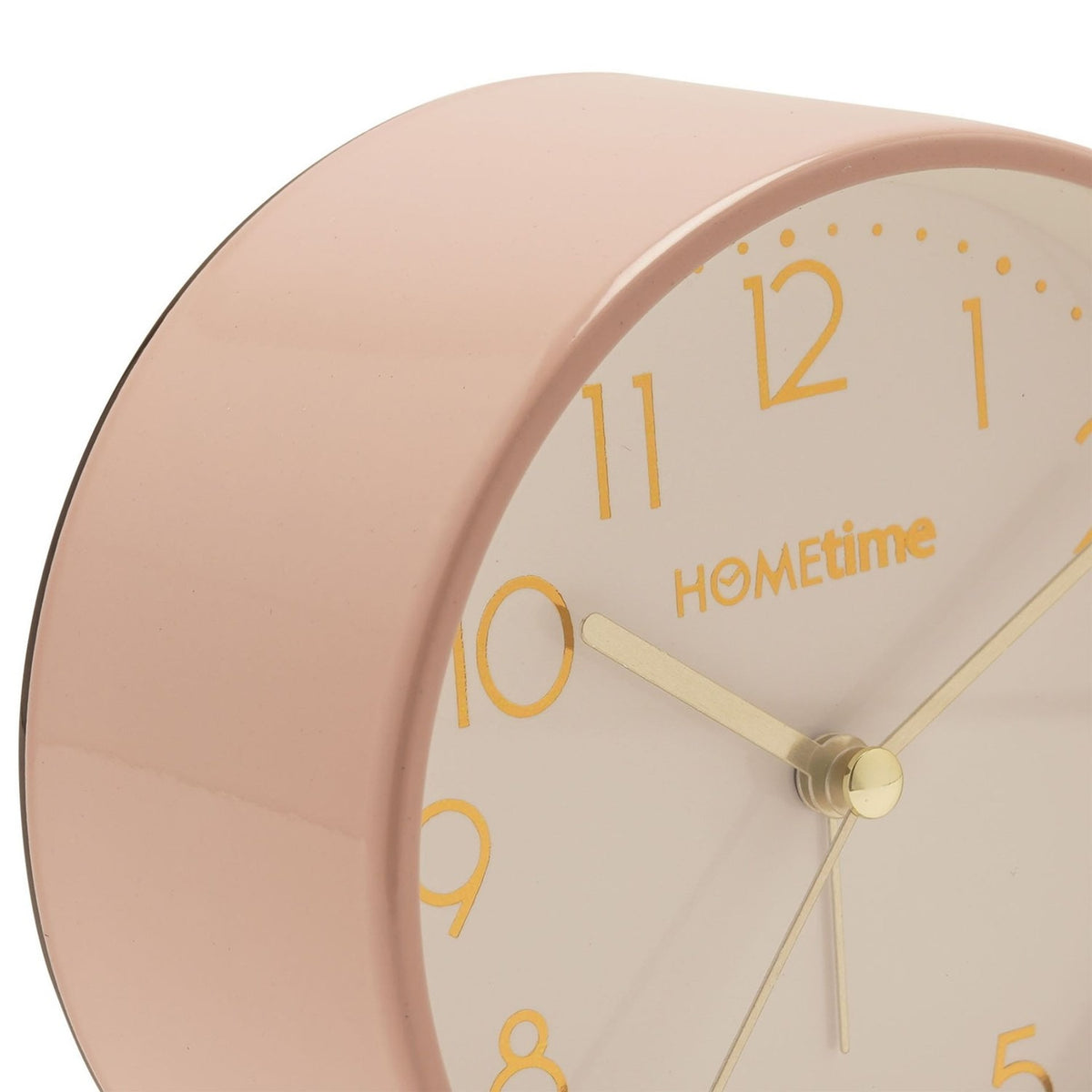 Metal Case Alarm Clock with Light and Snooze 11cm - Blush