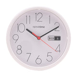 Round Day and Date Gloss Plastic Wall Clock 21.5cm - White