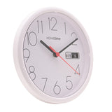 Round Day and Date Gloss Plastic Wall Clock 21.5cm - White