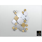 Nadia Rectangle Hexagonal Cluster Wall Mirror Gold - 121x92cm