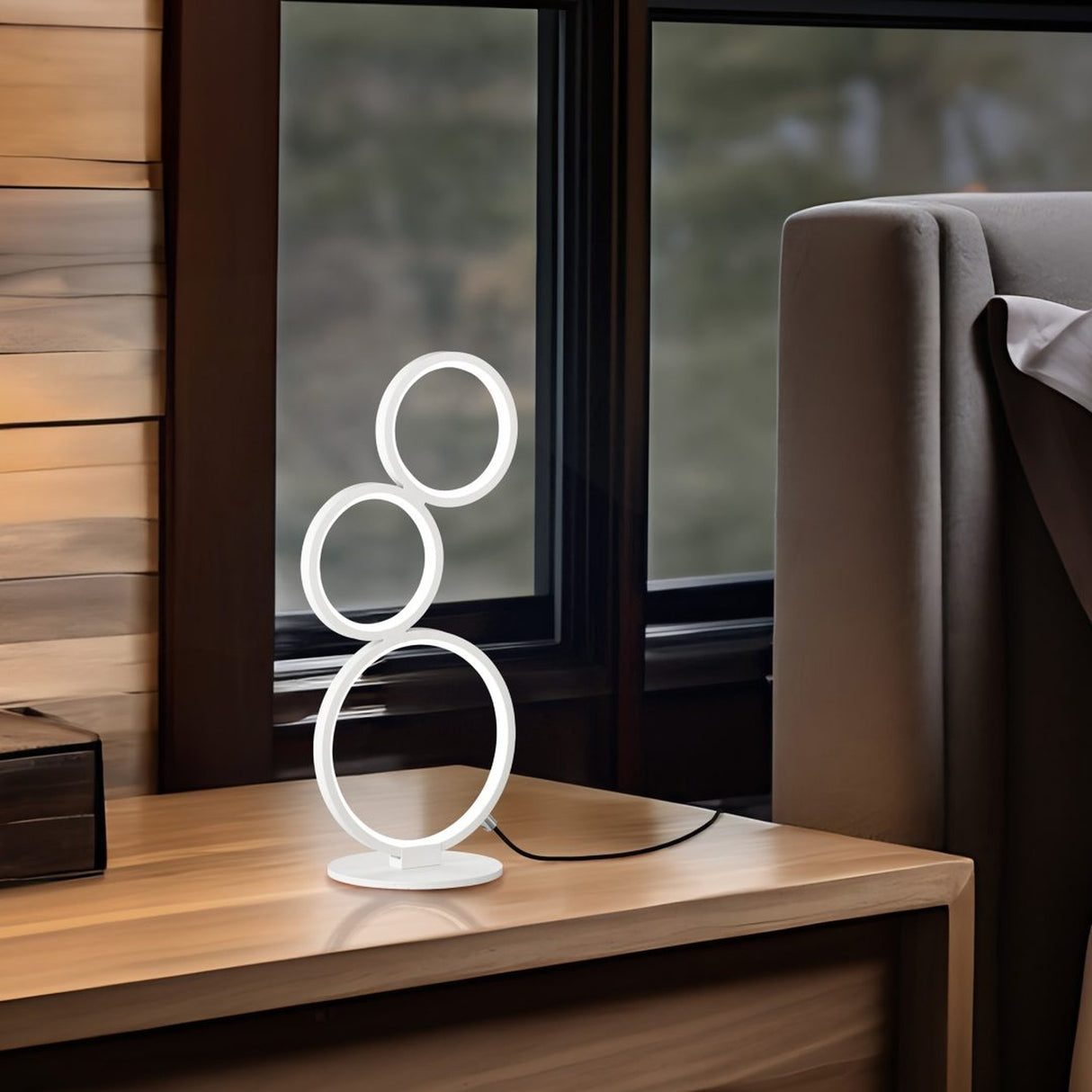 Rondo 3 Light LED Table Lamp – Matt White