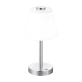Emerald LED Glass Table Lamp – Satin Nickel