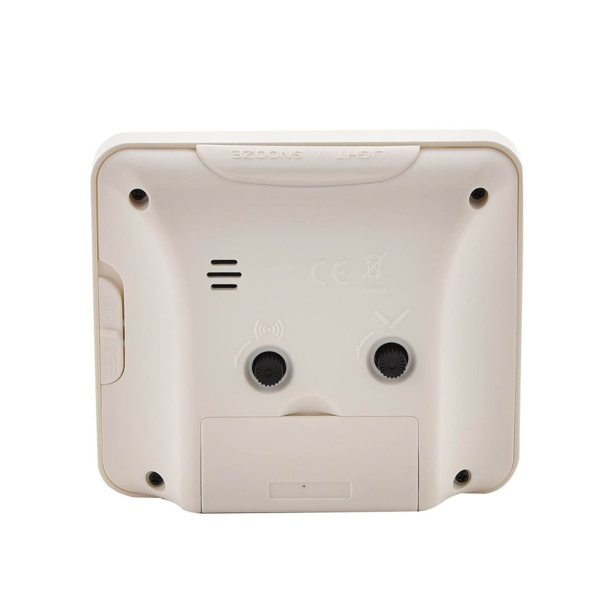 Plastic Alarm Clock with Dual Indicating Light System - White