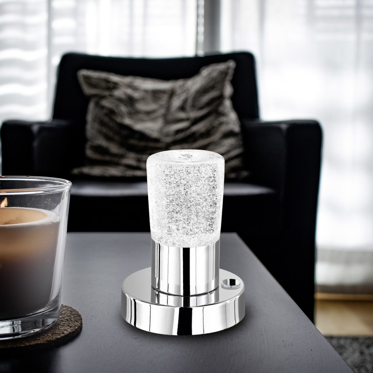 Cristo LED Glass Table Lamp – Chrome