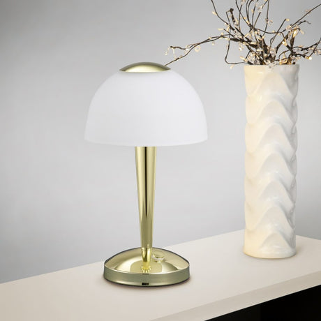 Ventura LED Glass Table Lamp – Polished Brass