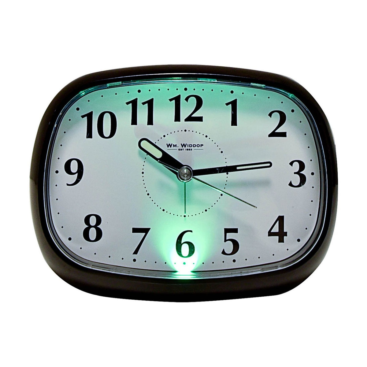 Oval Silent Plastic Alarm Clock with Light and Snooze - Black