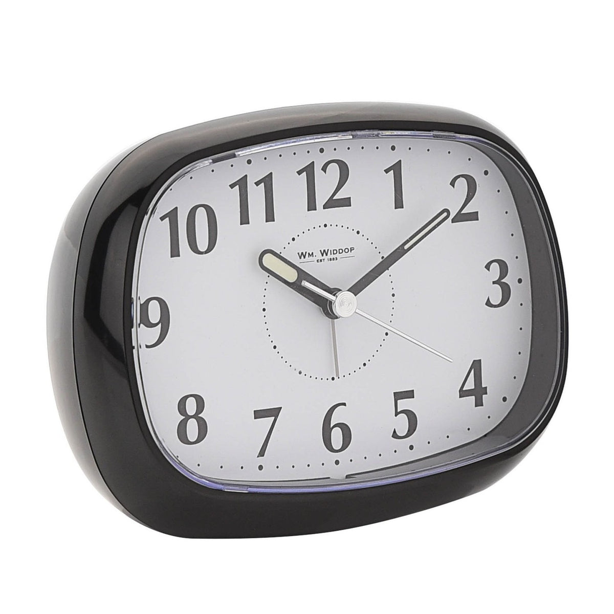 Oval Silent Plastic Alarm Clock with Light and Snooze - Black