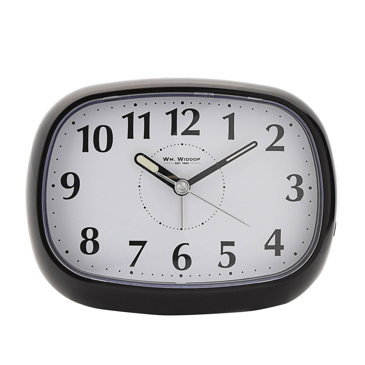 Oval Silent Plastic Alarm Clock with Light and Snooze - Black