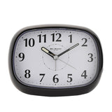 Oval Silent Plastic Alarm Clock with Light and Snooze - Black