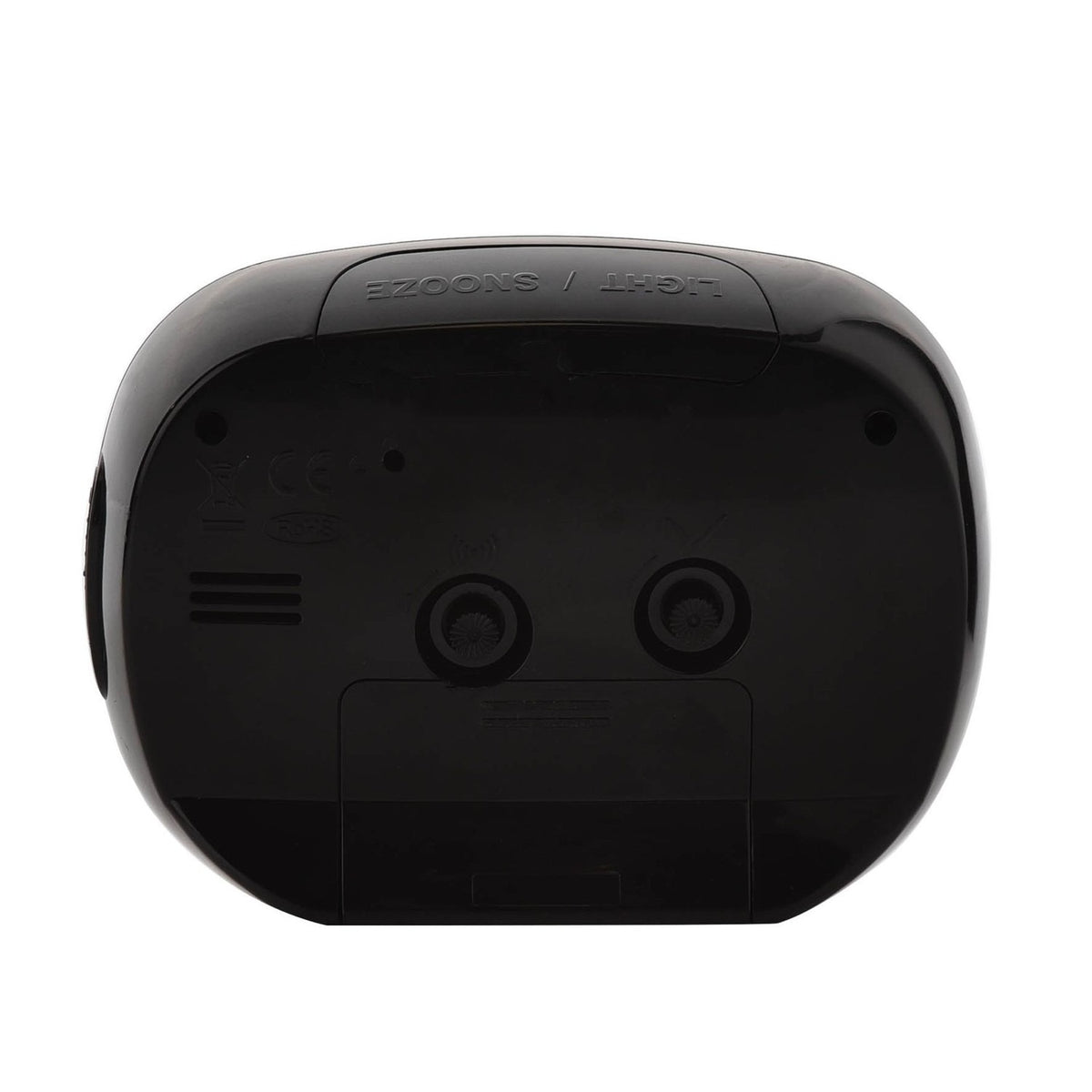 Oval Silent Plastic Alarm Clock with Light and Snooze - Black