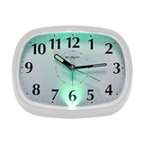 Oval Silent Plastic Alarm Clock with Light & Snooze - White