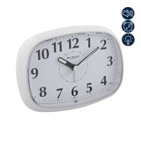 Oval Silent Plastic Alarm Clock with Light & Snooze - White