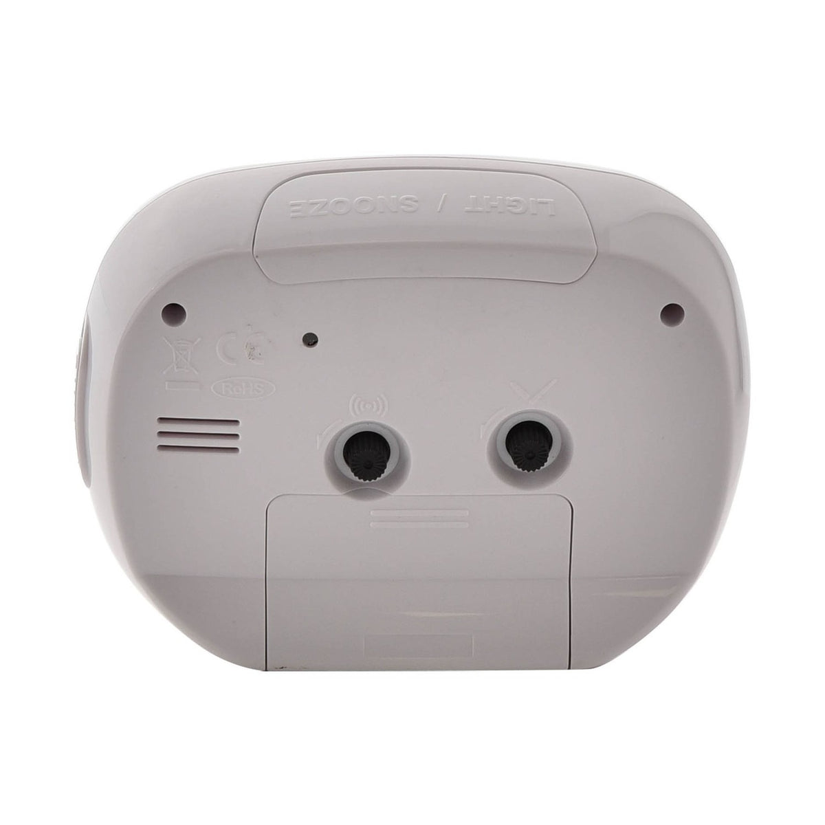 Oval Silent Plastic Alarm Clock with Light & Snooze - White