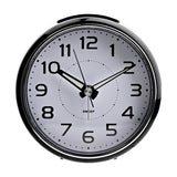 Round Plastic Alarm Clock with Illuminated Button - Black & White