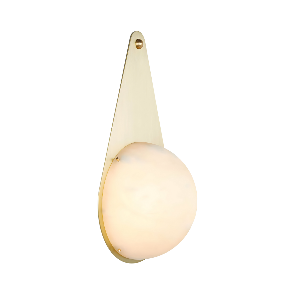 Lunara 1 Light Teardrop Alabaster Wall Light – Brushed Brass