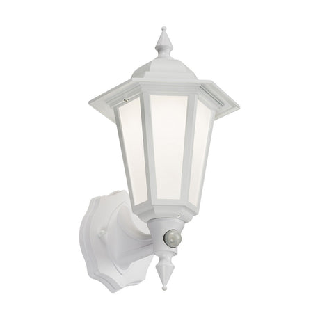 230V IP54 8W LED Wall Lantern with Photocell Sensor - White