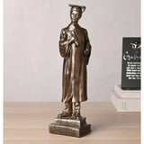 Boy Graduation Polished Resin Figurine with Scroll - Bronze