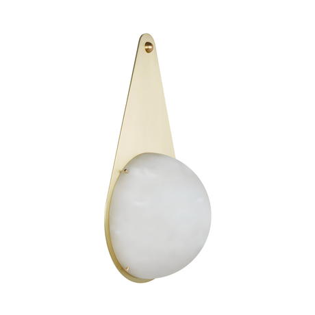 Lunara 1 Light Teardrop Alabaster Wall Light – Brushed Brass