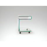 Glass Square Side Table With Wheels – Transparent